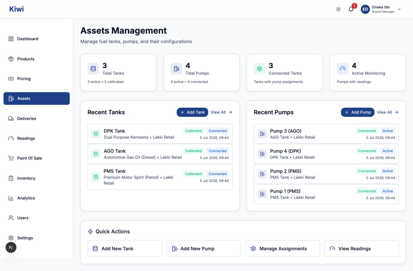 Assets Management page
